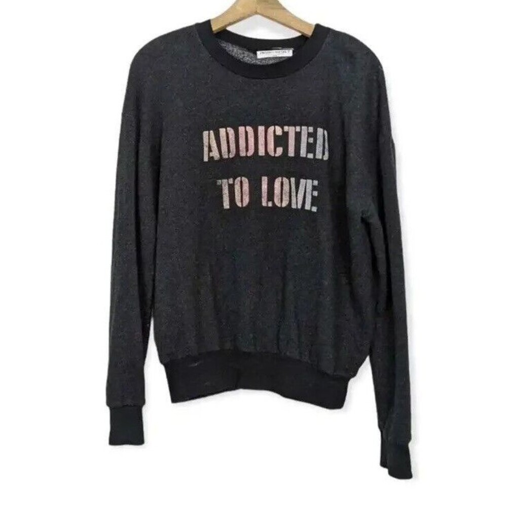 Project Social T Womens Top‎ Black Addicted To Love Pullover Sweatshirt Size L